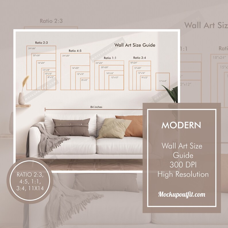 Wall Art Size Guide Ratios 23, 45, 11, 34 and 11x14, Wall Art Mock