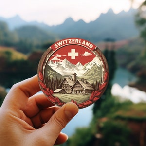 Swiss Alps - Switzerland Travel Sticker 3&quot; x 3&quot;