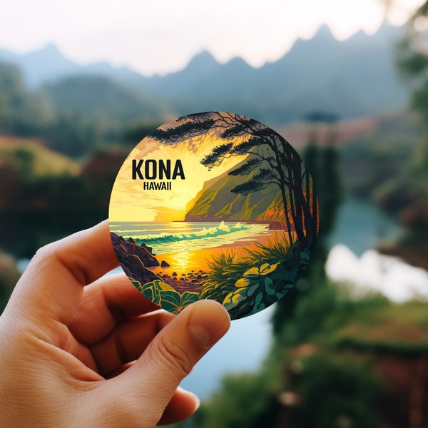 Kona - Hawaii Travel Sticker 3" x 3"