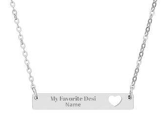 Mi collar de corazón recortado Desi favorito / collar de barra