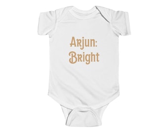 Body de bebé personalizado con nombre indio Arjun Bright