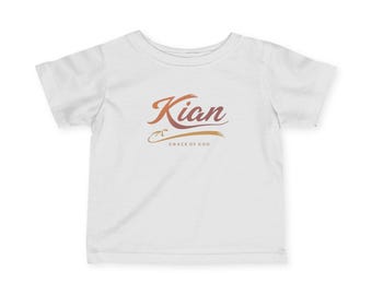 Camiseta infantil con nombre escrito por Kian / Camiseta personalizada con nombre de bebé