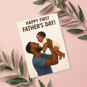 Biglietto d'auguri per la festa del papà "First Laughs", motivazionale, divertente, spirituale, con opzioni di messaggio vuoto - Scaricabile stampabile digitale per la prima festa del papà