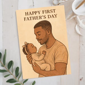 Tarjeta para el Día del Padre de una Niña Papá: Inspiradora, Divertida, Espiritual, con Mensajes en Blanco - Descarga Digital Imprimible para el Primer Día del Padre