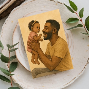 Tarjeta para el Día del Padre de mi niña: inspiradora, divertida y espiritual. Opciones de mensaje en blanco. Descarga digital imprimible para el primer Día del Padre.