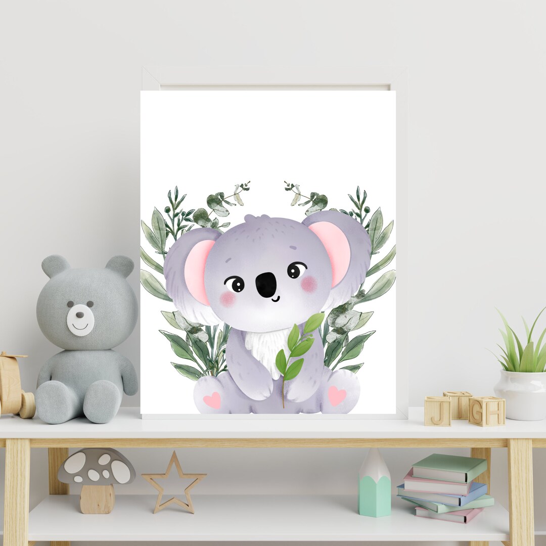 Koala Wall Art Baby Animal Prints Koala Nursery Decor Etsy
