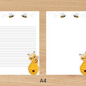 Printable Writing Paper Printable Stationary Bee Writing - Etsy