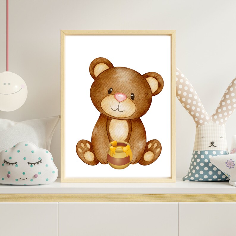 Teddy Bear Nursery Wall Art Teddy Bear Print Bear Decor Etsy