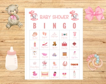 Baby Girl Bingo Set 40 PRINTABLE Cards Markers Baby Shower - Etsy