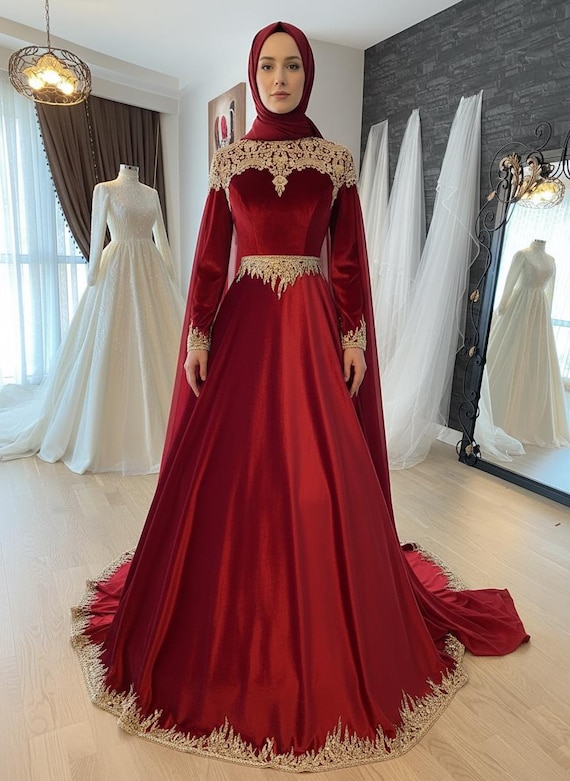henna dress red Trendy Red Gold Embellished Party Gown Dress 44