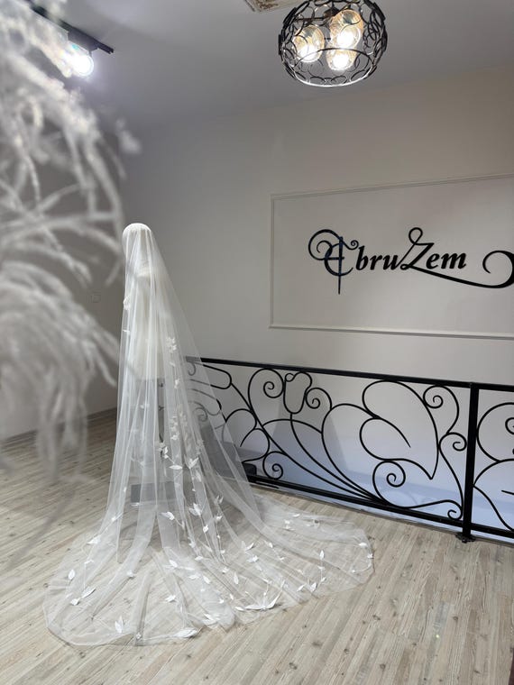 Two-tier Modest Bridal Veil – Soft Tulle With Beaded Edge  display picture 2