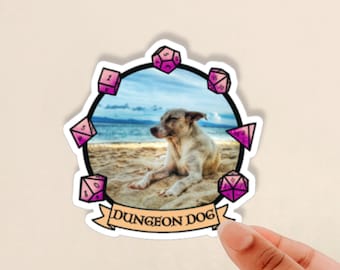 Dungeon Dog Sticker, Personalized Pet Sticker, Photo Sticker, DnD Sticker, Personalized DnD Sticker, Gift for Pet Owners, Gift for Dog Lover