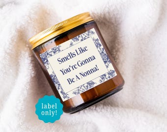 grandma baby announcement candle label, gift for parent, new mom, baby shower