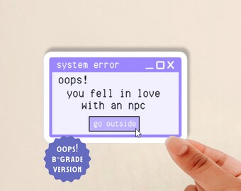 oops sticker, B-Grade Sticker, DnD RPG Error Pop Up Window Sticker