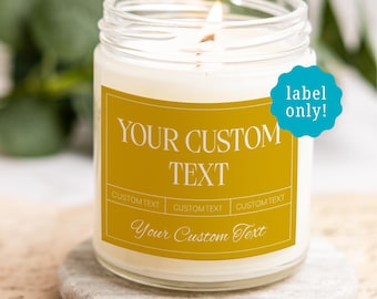 mustard yellow candle label, 5 sections, personalized candle label, custom gift, candle lover gift