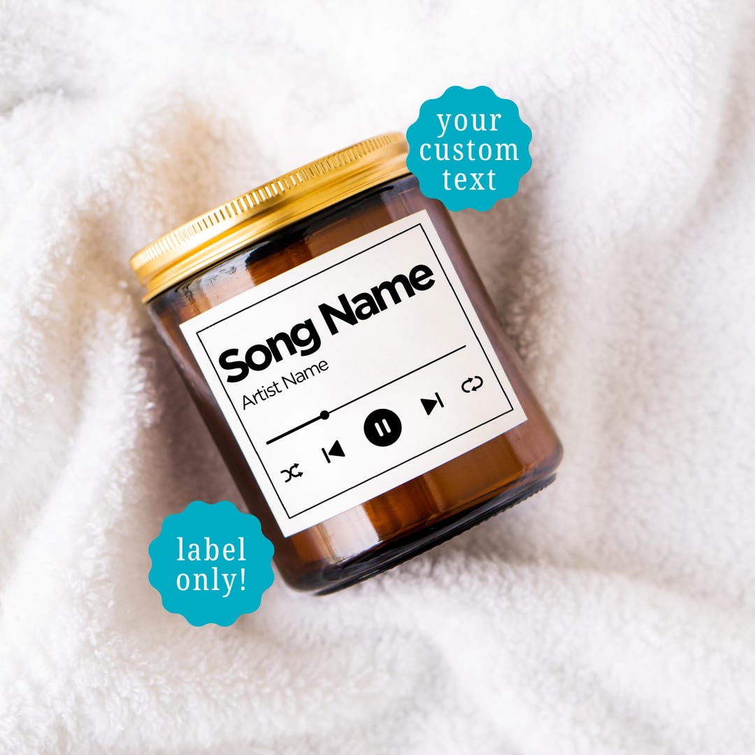 Song Names Label Custom Song Name Candle Label, Music Lover Candle Label, Personalized ...
