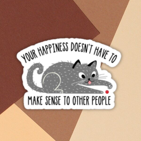 cat sticker, mental health sticker, funny sticker, cat chasing laser, positivity sticker, cat lover gift, gift for friends