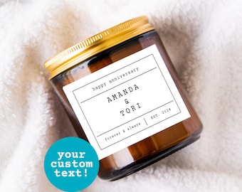 personalized candle label with sections, candle label only, custom candle label, anniversary birthday gift