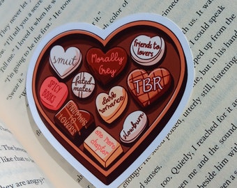Booklovers Chocolate Box, Valentines Gift, Booklover gift, Cute Booklover Sticker, Booknerd sticker, Booktok, Bookworm Sticker