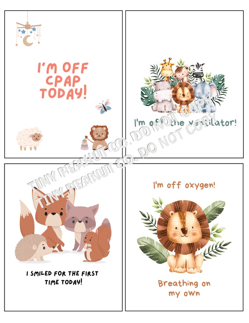 Animal Theme NICU Milestone Cards. Digital Download! NICU Nurse, NICU ...