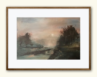 Contemporary landscape digital download print -Tonalist Landscape- art print-Lennea Truesdell original painting