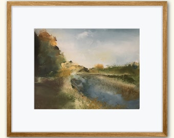 Contemporary landscape digital download print -River painting- art print-Lennea Truesdell original paintingg