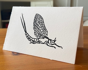 Mayfly Hand Printed Card