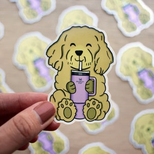 Sticker Stanley griffonnage | Parfait pour les amateurs de Goldendoodle Labradoodle et les fans de la Coupe Stanley | Décalcomanie en vinyle imperméable et durable