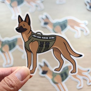 Emotional Damage Animal Sticker: Tactical Belgian Malinois Dog Decal