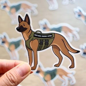 Emotionaler Schaden Tieraufkleber | Belgischer Malinois | Comic | Taktisch