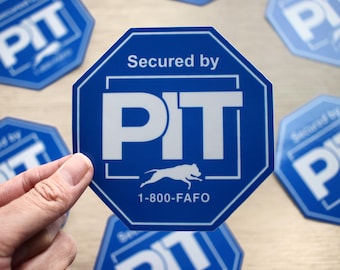 Secured By PIT Sticker: Pitbull Security Weatherproof Vinyl Decal