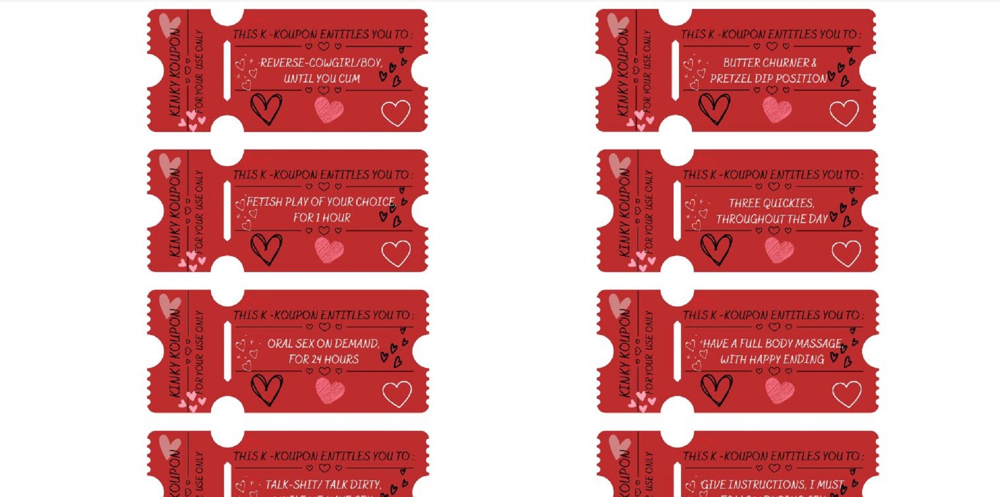 Printable KINKYFriendly Coupons Love Coupons for Her / Him/ Them Printable KINKYFriendly Coupons Love Coupons for Her / Him/ Them