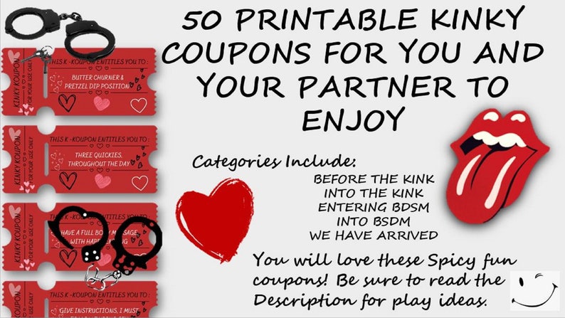 Printable KINKYFriendly Coupons Love Coupons for Her / Him/ Them Printable KINKYFriendly Coupons Love Coupons for Her / Him/ Them