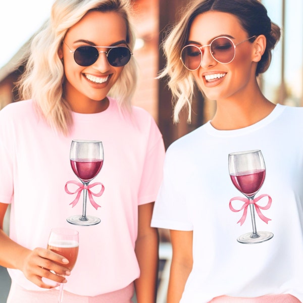 Wine Lover Shirt, Soft Girl Coquette Aesthetic Tee, Bridesmaids Bachelorette Wine Party Gift, Wine Tasting Girls Trip Tshirt, Pink Bow Shirt