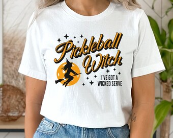 Halloween Pickleball Witch Shirt, Womens Wicked Serve Tee, Spooky Season Pickleball Player Gift, Pickleball Fall Team T Shirt, Gift for Her