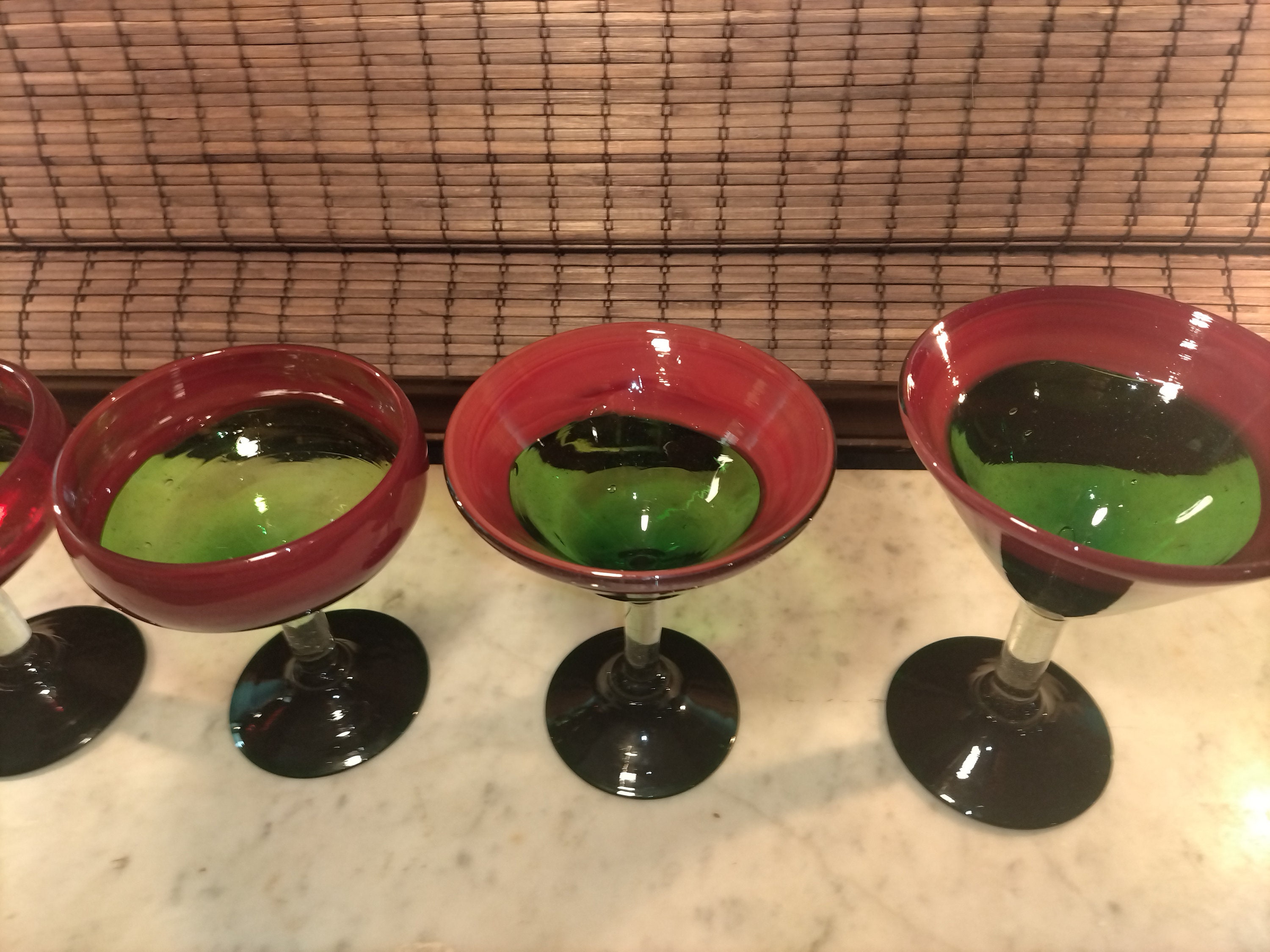 Lemon Margarta Glasses, Hand-blown Cocktal Glasses, Fused Glass Frut - View #9