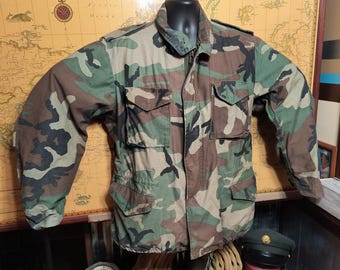 US Army M65 Woodland Camo Field Jacket Coat USGI Cold Weather Medium Regular