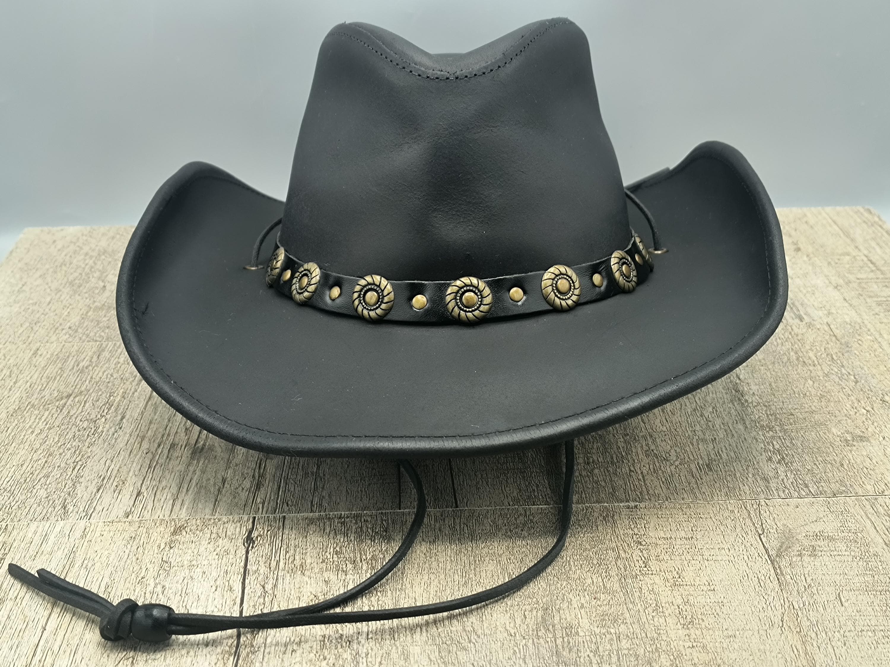 Henschel Hat  Co Leather fedora hat, sz L, Indiana Jones Style Vintage Henschel Brown Leather Hat Sz Medium Indiana Jones  main image 3