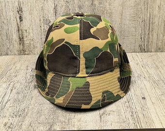 Vintage 1950s Original Jones Hat Water Repellent Frogskin Camouflage/ Duck Camo Hunting/ Hunters Cap Adult Medium Made in the USA
