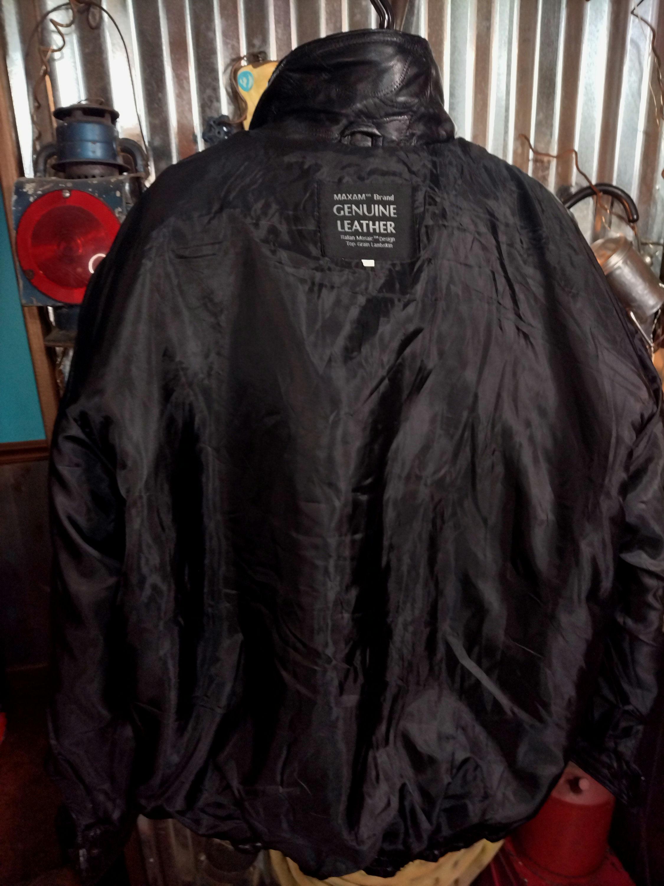 Men's Vintage Top Grain Lambskin Italian Mosaic Black Leather
