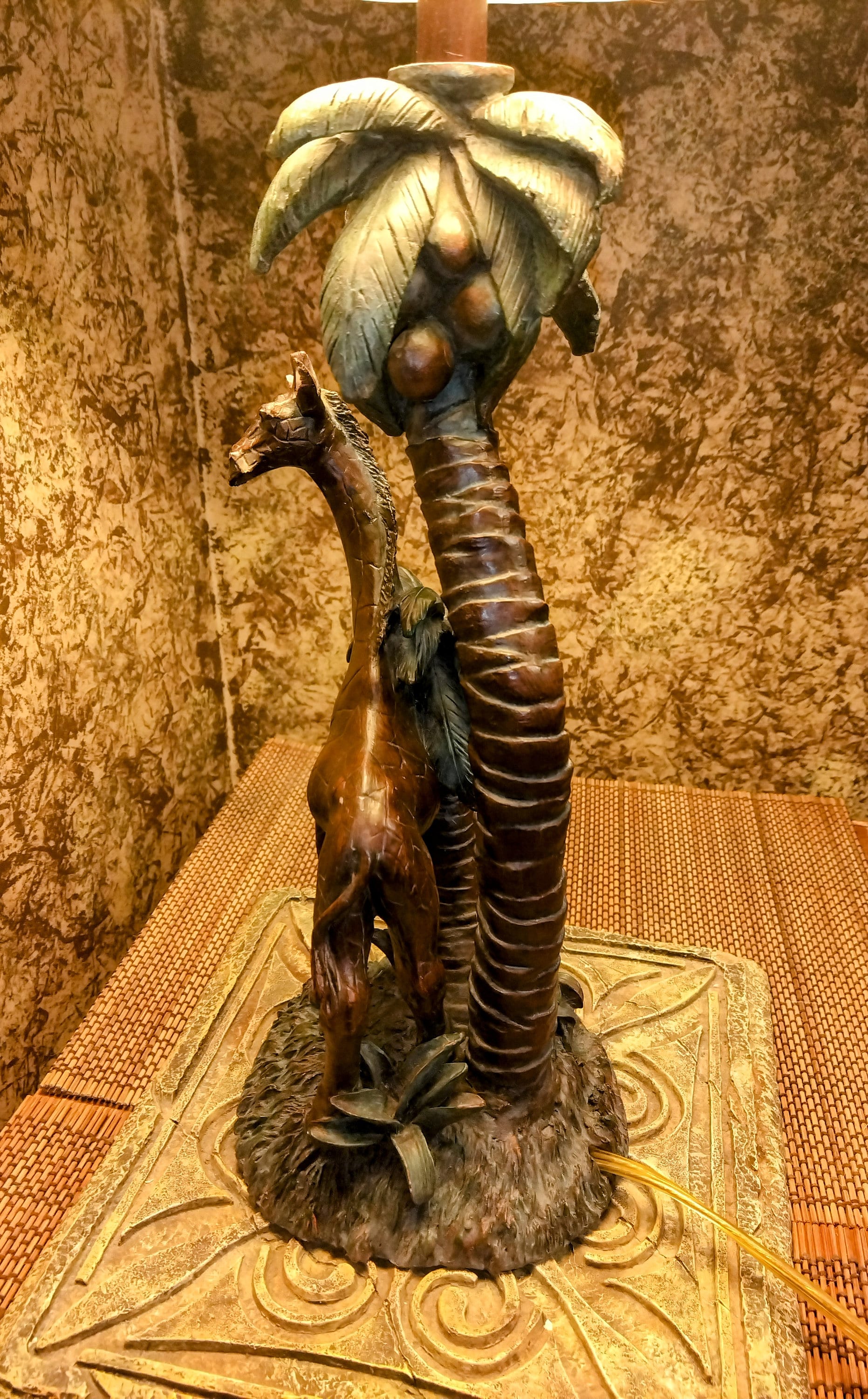 Giraffe Tropical Palm Trees Table Lamp 27 Solid Detailed Vintage Resin