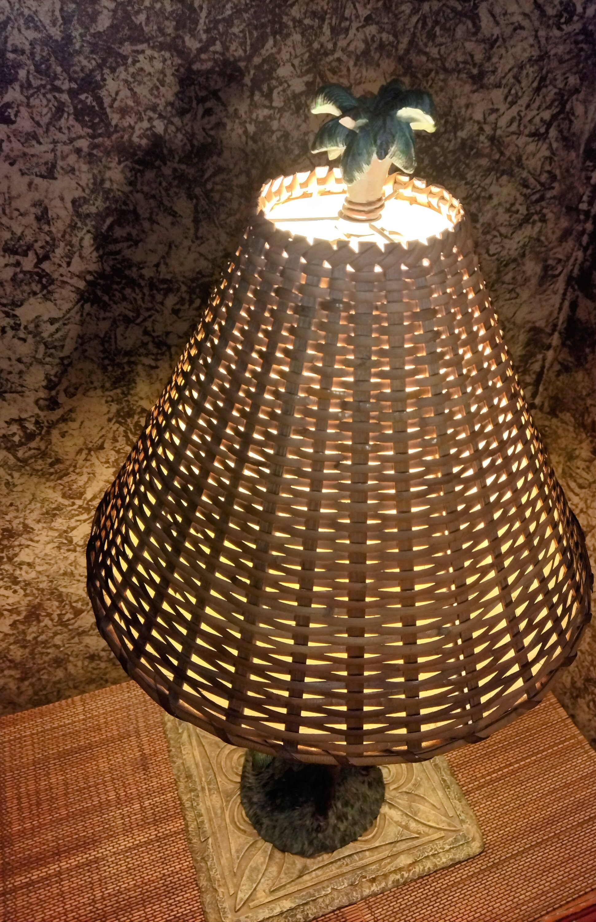 Giraffe Tropical Palm Trees Table Lamp 27 Solid Detailed Vintage Resin