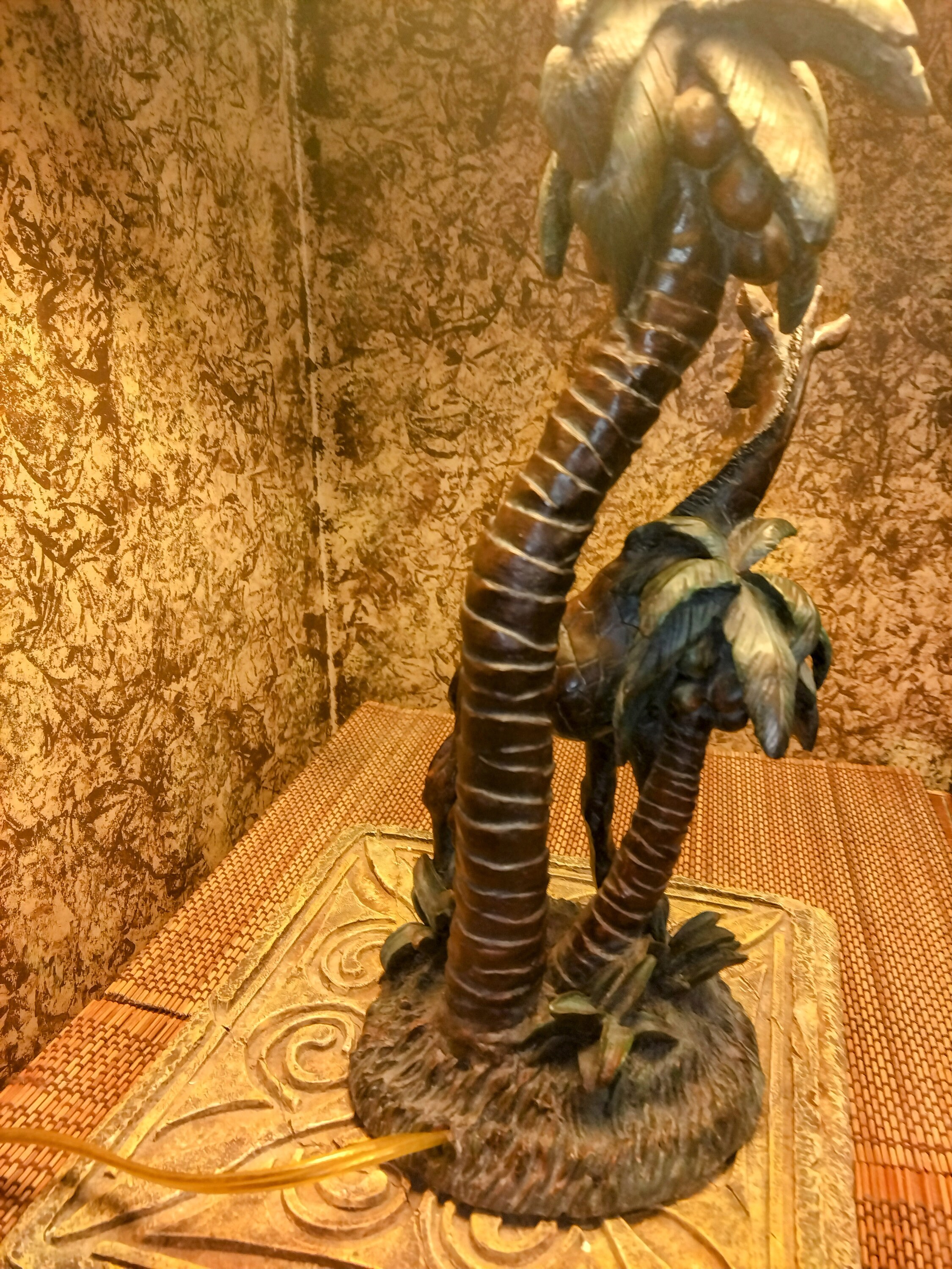 Giraffe Tropical Palm Trees Table Lamp 27 Solid Detailed Vintage Resin