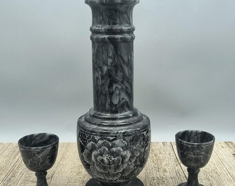 Coupe à Boire Et Petit Vase En Marbre Vintage - Lot De 2 Pièces - Occasion