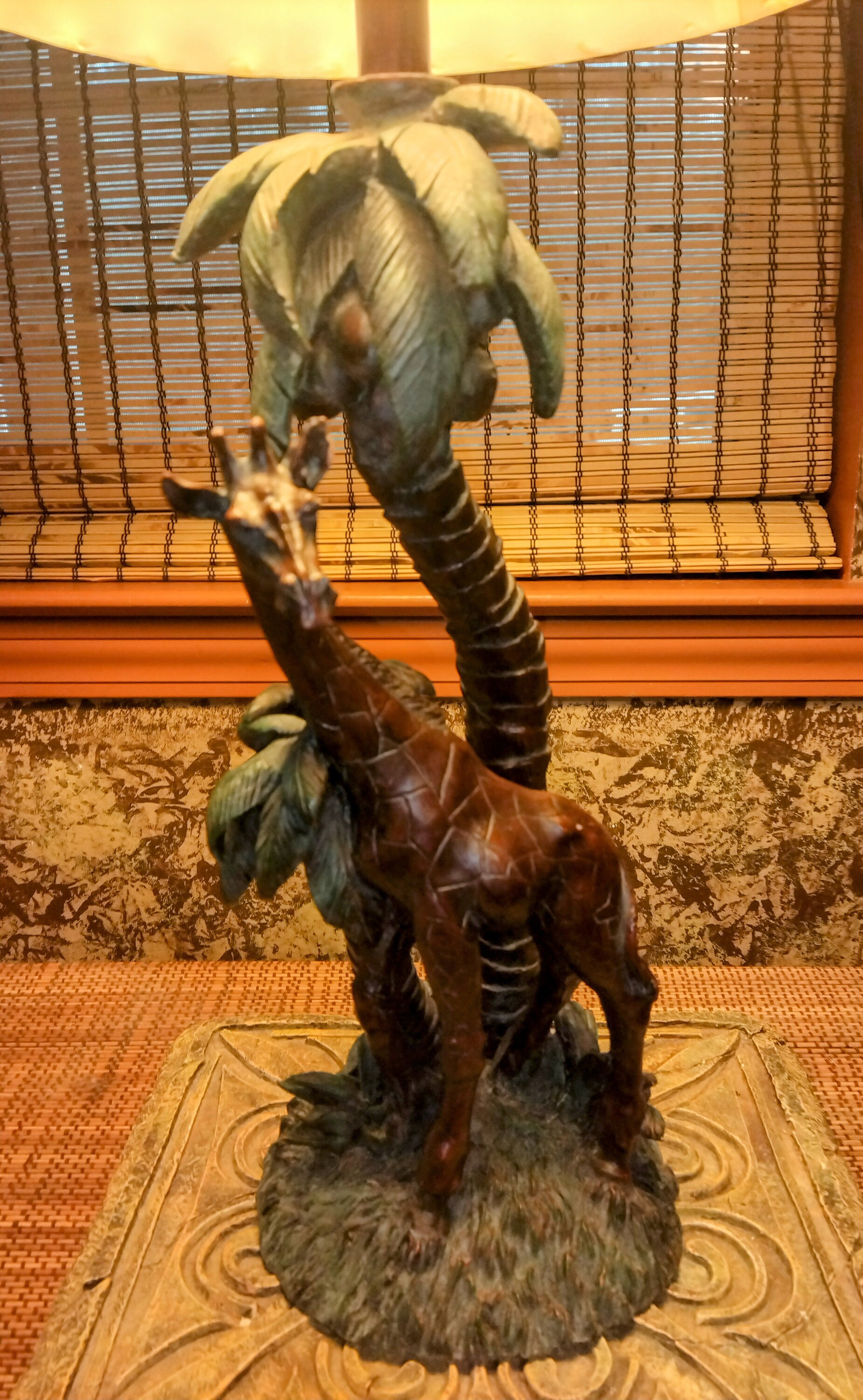 Giraffe Tropical Palm Trees Table Lamp 27 Solid Detailed Vintage Resin