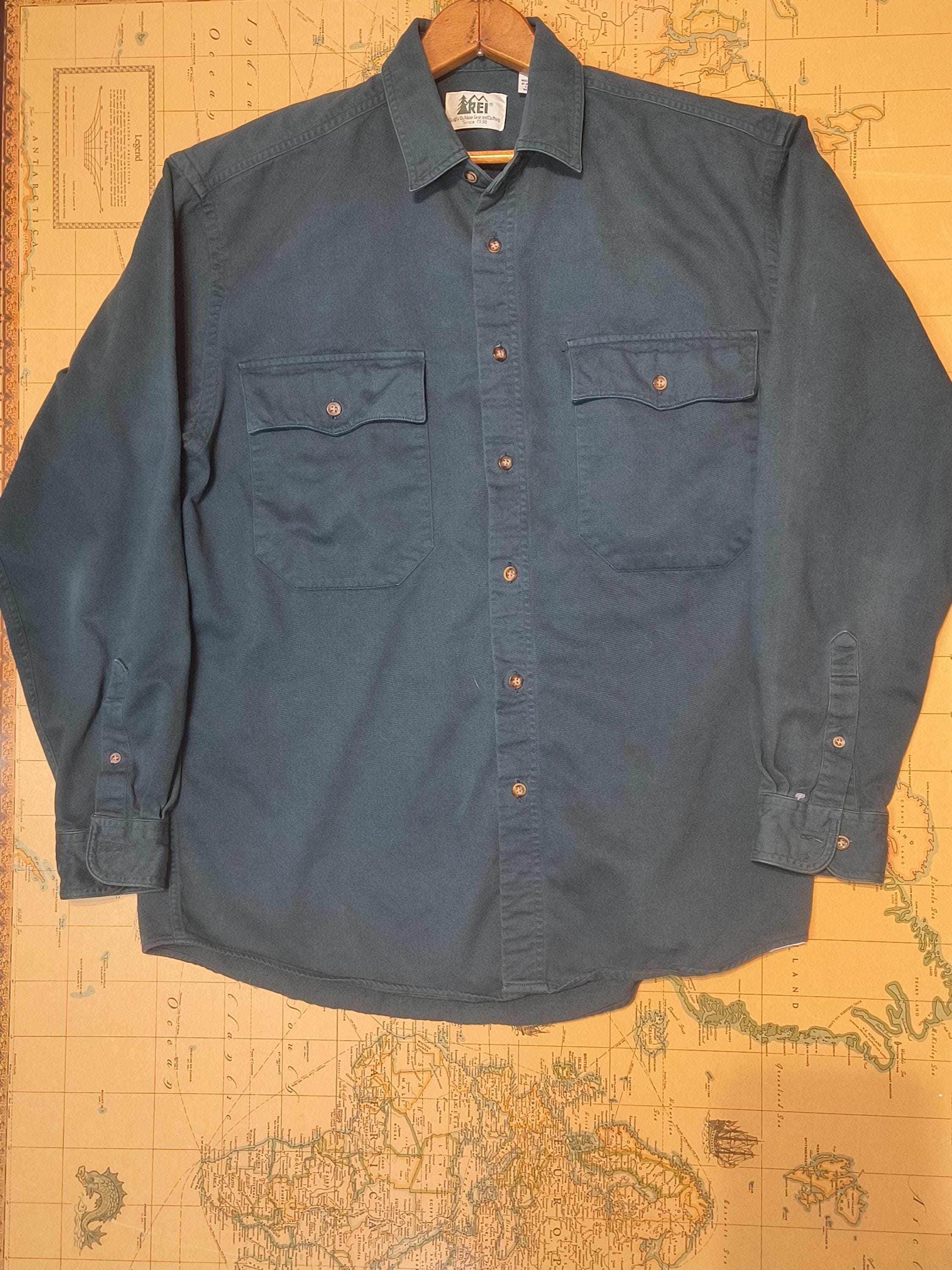 【初売り】 Vintage Men's REI Shirt Down Button Sleeve Long Flannel 長袖シャツ