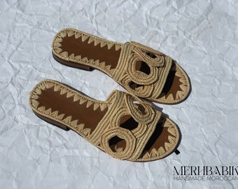Handmade Raffia sandals ,raffia sandals ,Moroccan Sandals, Mules Raffia Shoes, Hand Woven Sandals, Handmade Boho Shoes,