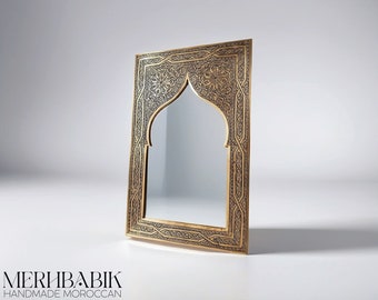 Miroirs muraux marocains faits main en laiton, miroir décoratif, cadeau unique, arc de miroir, miroir mural doré, miroir décoratif, miroir mural arabe