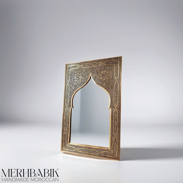 Miroirs muraux marocains faits main en laiton, miroir décoratif, cadeau unique, arc de miroir, miroir mural doré, miroir décoratif, miroir mural arabe