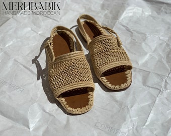 Moroccan raffia sandals, Handmade sandals, Raffia shoes, Women Raffia Slides, Women sandals, Woven Straw sandals, Raphia, Mother's Day